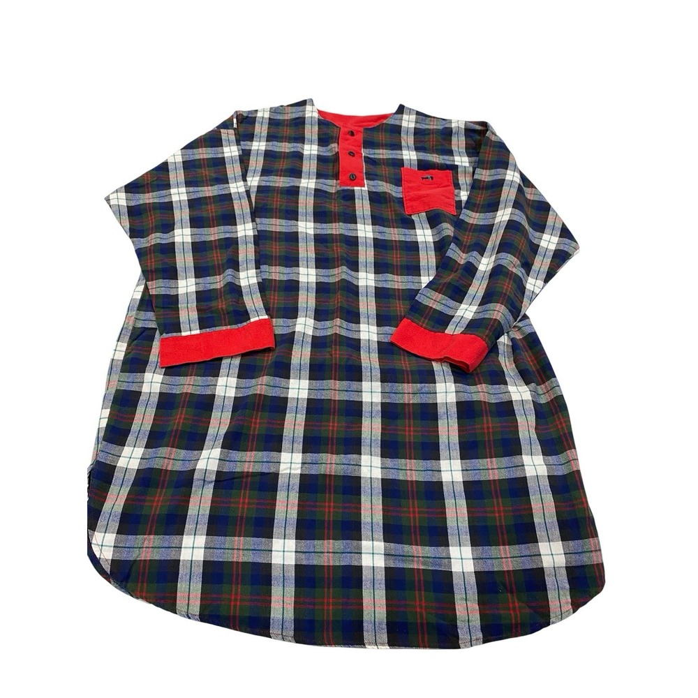 ⁠Vintage J.J. Skivvee Jas J Rogers Flannel Nightshirt Pajama Dress XXL Plaid USA